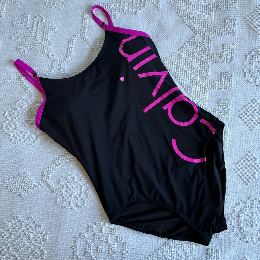 Calvin Klein women’s size 12 black and pink one piece bathing‎ suit
